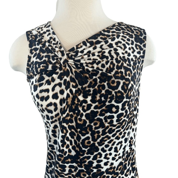 Chicos Dress Womens Size 0 Leopard Print Shift Asymmetrical Twist Stretch - Picture 5 of 8